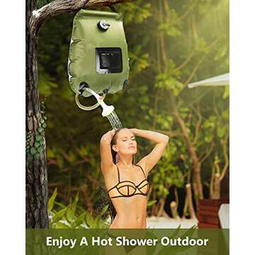 Beaucares Solar Shower Bag,5 Gallons/20L Portable Heating Camp Shower Bag with with Removable Hose a...