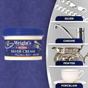 Wright's by Weiman Silver Cleaner and Polish Cream - Gently Clean and Remove Tarnish without Scratching, Ammonia-Free, 8 Ounce, 2 Pack with Polishing Cloth