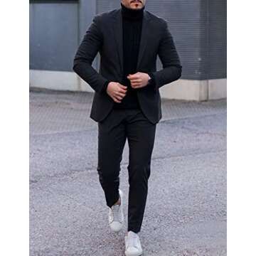 COOFANDY Mens Slim Fit Dress Jacket Suit Blazer Lightweight Sport Jackets Casual Sports Coat (Black ...