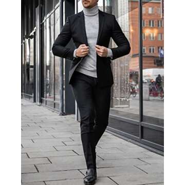 COOFANDY Mens Slim Fit Dress Jacket Suit Blazer Lightweight Sport Jackets Casual Sports Coat (Black L)