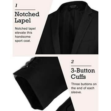 COOFANDY Mens Slim Fit Dress Jacket Suit Blazer Lightweight Sport Jackets Casual Sports Coat (Black L)