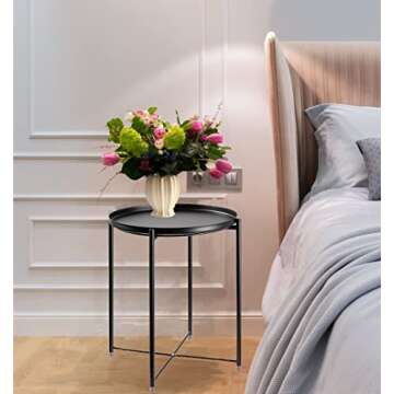 okugafit Outdoor Side Table, Patio Table, Small Outdoor Table for Patio Living Room Bedroom Balcony-Black