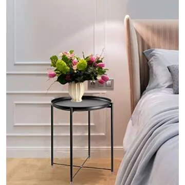 okugafit Outdoor Side Table, Patio Table, Small Outdoor Table for Patio Living Room Bedroom Balcony-Black