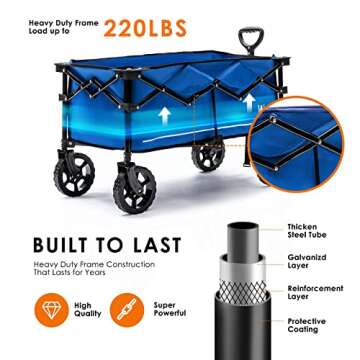 Navatiee Heavy Duty Collapsible Folding Wagon Cart