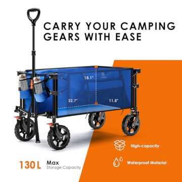Navatiee Heavy Duty Collapsible Folding Wagon Cart