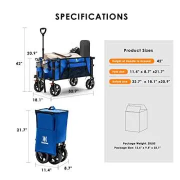 Navatiee Heavy Duty Collapsible Folding Wagon Cart