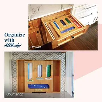 Neat Diva Bag Organizer, Foil Plastic Wrap Organizer, Plastic Bag Organizer, Bag Organizer for Drawer, Expandable Drawer Organizer, Organizer, Food Storage Bag Organizer