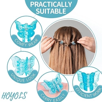 Hoyols Glitter Butterfly Hair Clips for Kids Women Men