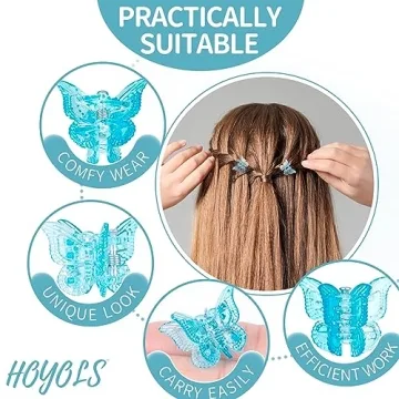 Hoyols Glitter Butterfly Hair Clips for Kids Women Men