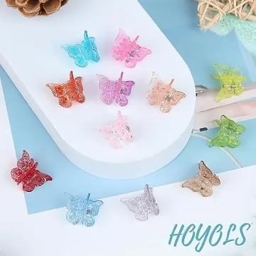 Hoyols Glitter Butterfly Hair Clips for Kids Women Men