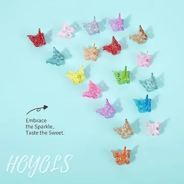 Hoyols Glitter Butterfly Hair Clips for Kids Women Men