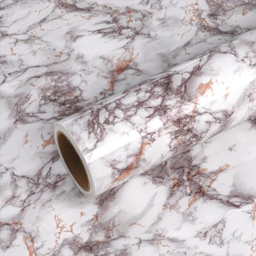 VEELIKE Grey Marble Contact Paper - Stylish Removable Vinyl for Home Decor
