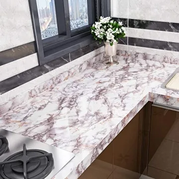 VEELIKE Grey Marble Contact Paper - Peel & Stick Wallpaper