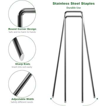 AMAGABELI GARDEN & HOME 10 Inch 200 Pack Galvanized Landscape Staples 11 Gauge Garden Staples Landscaping Staples Heavy Duty U-Shaped Tent Stakes Pins Garden Stakes for Weed Barrier Fabric Tubing Lawn