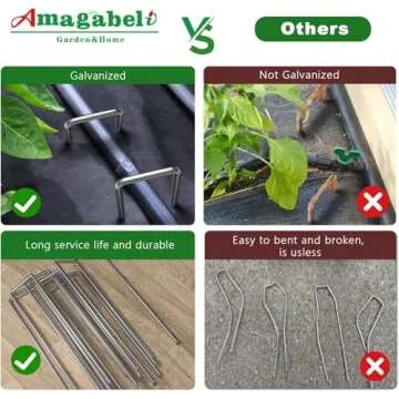 AMAGABELI GARDEN & HOME 10 Inch 200 Pack Galvanized Landscape Staples 11 Gauge Garden Staples Landscaping Staples Heavy Duty U-Shaped Tent Stakes Pins Garden Stakes for Weed Barrier Fabric Tubing Lawn