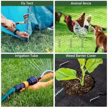 AMAGABELI GARDEN & HOME 10 Inch 200 Pack Galvanized Landscape Staples 11 Gauge Garden Staples Landscaping Staples Heavy Duty U-Shaped Tent Stakes Pins Garden Stakes for Weed Barrier Fabric Tubing Lawn