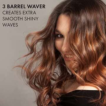 Hot Tools Pro Artist Black Gold Digital 3 Barrel Jumbo Hair Waver | Ultra Sleek Waves Instantly (1 i...