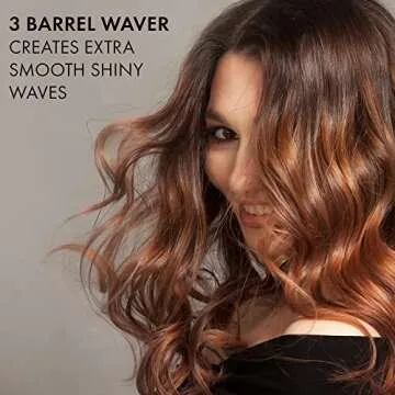 Hot Tools Pro Artist Black Gold Digital 3 Barrel Jumbo Hair Waver | Ultra Sleek Waves Instantly (1 i...