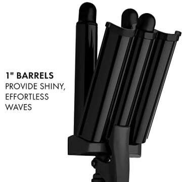 Hot Tools Pro Artist Black Gold Digital 3 Barrel Jumbo Hair Waver | Ultra Sleek Waves Instantly (1 in Barrels)