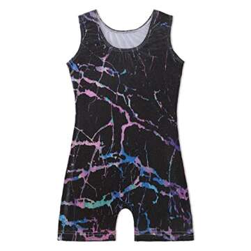 EQSJIU Biketards For Girls Gymnastics Black Lighting Cool Shorts Leotards For Girls 5-6 Years Primar...