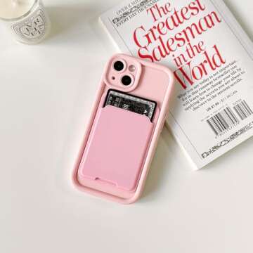 Lovmooful Compatible for iPhone 14 Plus Case Cute Color Card Holder Design for Girls Women Soft TPU ...