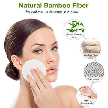 InnoGear Reusable Makeup Remover Pads, 28 Pack Washable Eye Makeup Remover Pads Organic Cotton Rounds Facial Cleansing Pads Bamboo Face Pads Makeup Remover Cloth with Laundry Bag