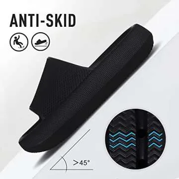 shevalues Pillow Soft Slide Sandals for Women Men Non-Slip Shower Shoes Bath Slippers Summer Beach Slides, Black 37-38