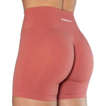 AUROLA Intensify Workout Shorts for Women Seamless Scrunch Short Gym Yoga Running Sport Active Exercise Fitness Shorts(S,Mineral Red)