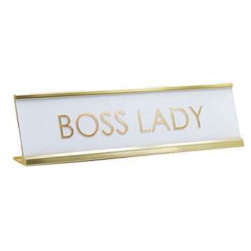 Empowering Signs ByLITA Boss Lady White Gold Novelty Desk Sign