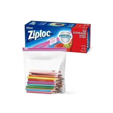 Durable Ziploc Quart Food Storage Slider Bags 42 Count