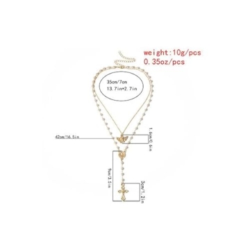 Gold Layered Y-shaped Cross Angel Wings Necklace