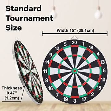 15 Inch Double-Sided Dartboard for Family Fun and Games