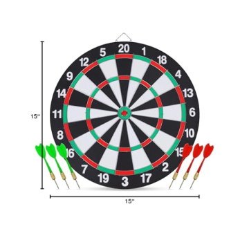 15 Inch Double-Sided Dartboard for Family Fun and Games