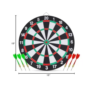 15 Inch Double-Sided Dartboard for Family Fun and Games