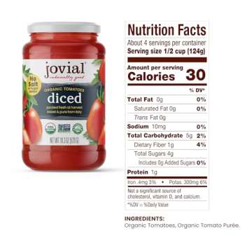 Jovial Diced Tomatoes - Organic Tomatoes, Non-GMO, USDA Certified Organic, No Additives, BPA-Free, N...
