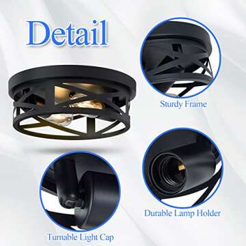 SKEJAO 2-Light Flush Mount Ceiling Light Fixture for Kitchen