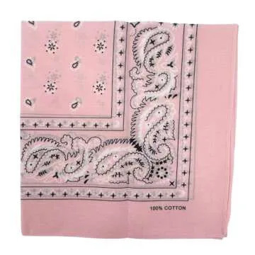 Vamqor 100% Cotton 10 Pack Bandanas in Pink - Versatile Fashion Accessory
