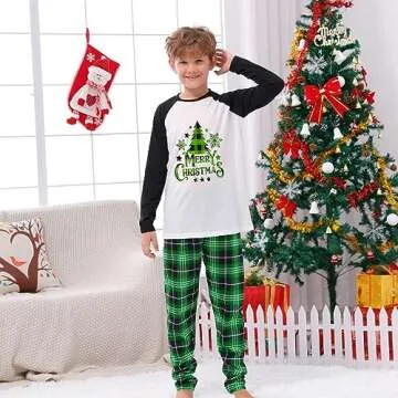 Awoscut Christmas Family Matching Pajamas Christmas Pjs Holiday Nightwear Sleepwear Sets Long Sleeve Pjs(S#697, Dog, L)