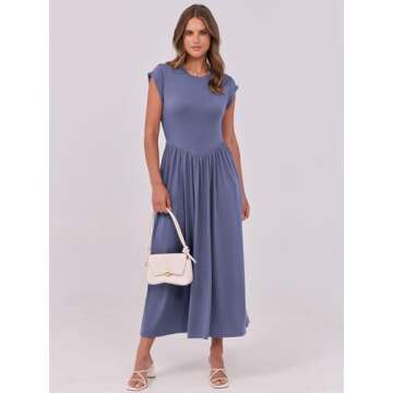 Elegant ANRABESS Cap Sleeve Maxi Dress for Women