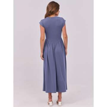 Elegant ANRABESS Cap Sleeve Maxi Dress for Women