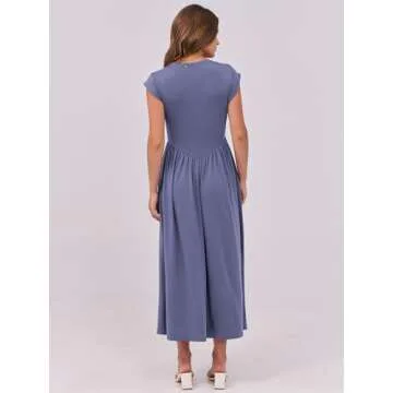 Elegant ANRABESS Cap Sleeve Maxi Dress for Women