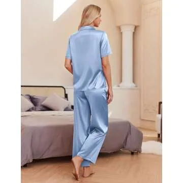 Ekouaer Silk Pajama Set Luxury Sleepwear for Women