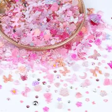 Umillars 300pcs Nail Art Charms Kit, 100pcs Resin y2k Nail Charms with 100 pcs Mixed Flatback Nail Rhinestones Pearls and 100pcs Nail Glitter Sequins for Nails DIY Manicure Supplies Accessories