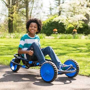 YBIKE Explorer Pedal Car for Kids - Pedal Go Kart - 150 lb Weight Limit (Blue)