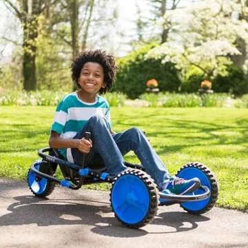 YBIKE Explorer Pedal Car for Kids - Pedal Go Kart - 150 lb Weight Limit (Blue)