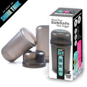 SubSafe Sub Sandwich Waterproof Container | Dry Storage | Cooler Food Box | Salad Container | Food Storage | Break Room | Cooler Accessory | BPA Free Plastic (Charcoal Grey)