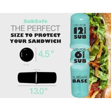 SubSafe Sub Sandwich Waterproof Container | Dry Storage | Cooler Food Box | Salad Container | Food Storage | Break Room | Cooler Accessory | BPA Free Plastic (Charcoal Grey)