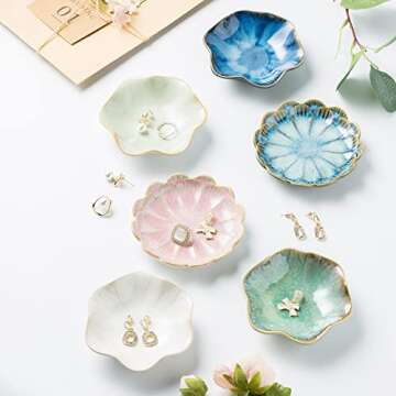 BEUNAIZER Jewelry Dish Tray, Ring Dish, Ceramic Trinket Tray, Key Bowl, Decorative Plate, for Friend...