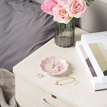 BEUNAIZER Jewelry Dish Tray, Ring Dish, Ceramic Trinket Tray, Key Bowl, Decorative Plate, for Friends Sisters Daughter Mother (pink)