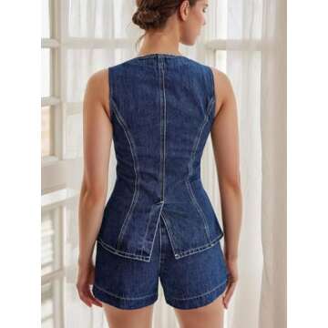 Elegant YISHATIER Denim Set for Women - Chic Two-Piece Styling